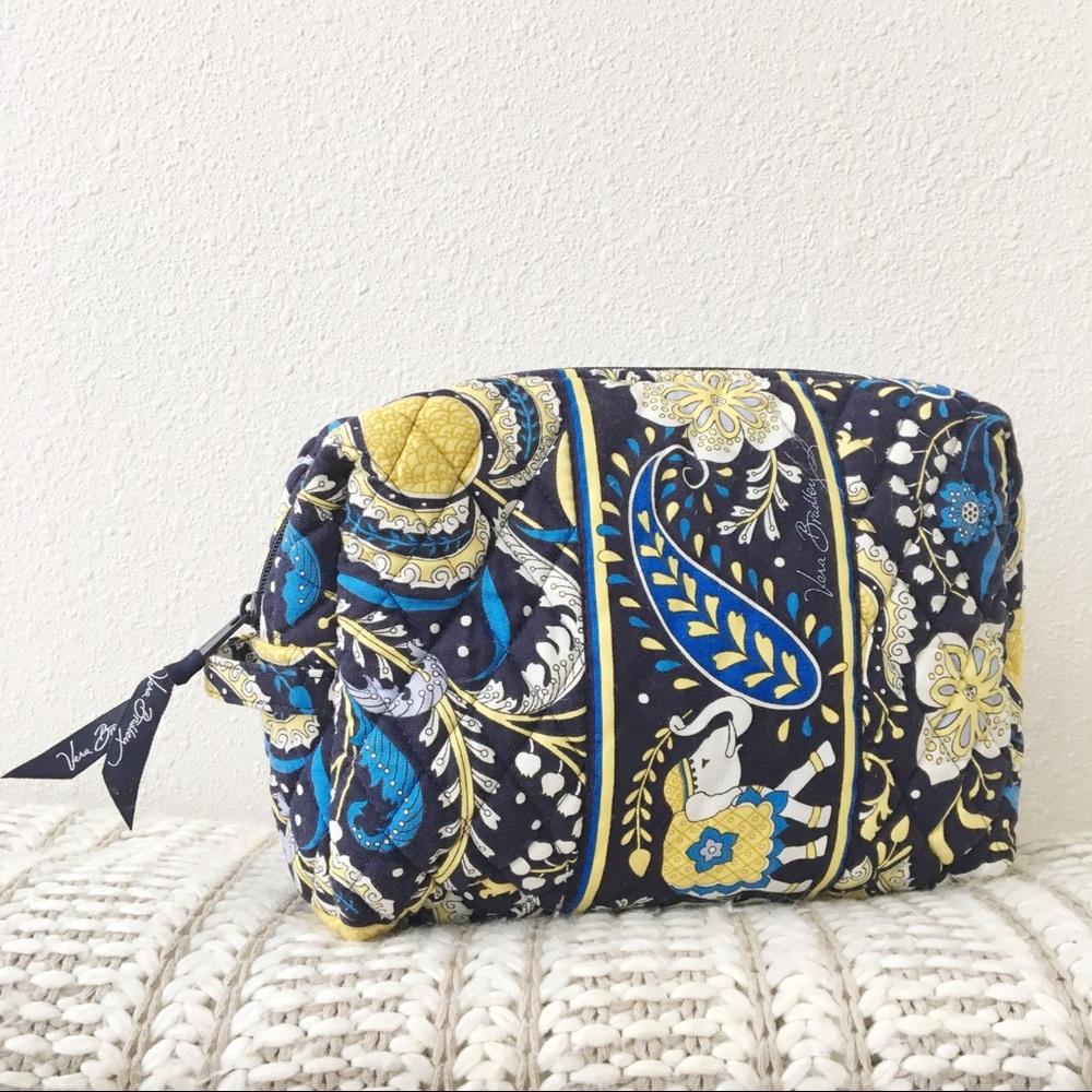 Vera Bradley Ellie Blue Cosmetic Bag Blue Paisley